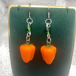 Handmade Orange Pepper Earrings